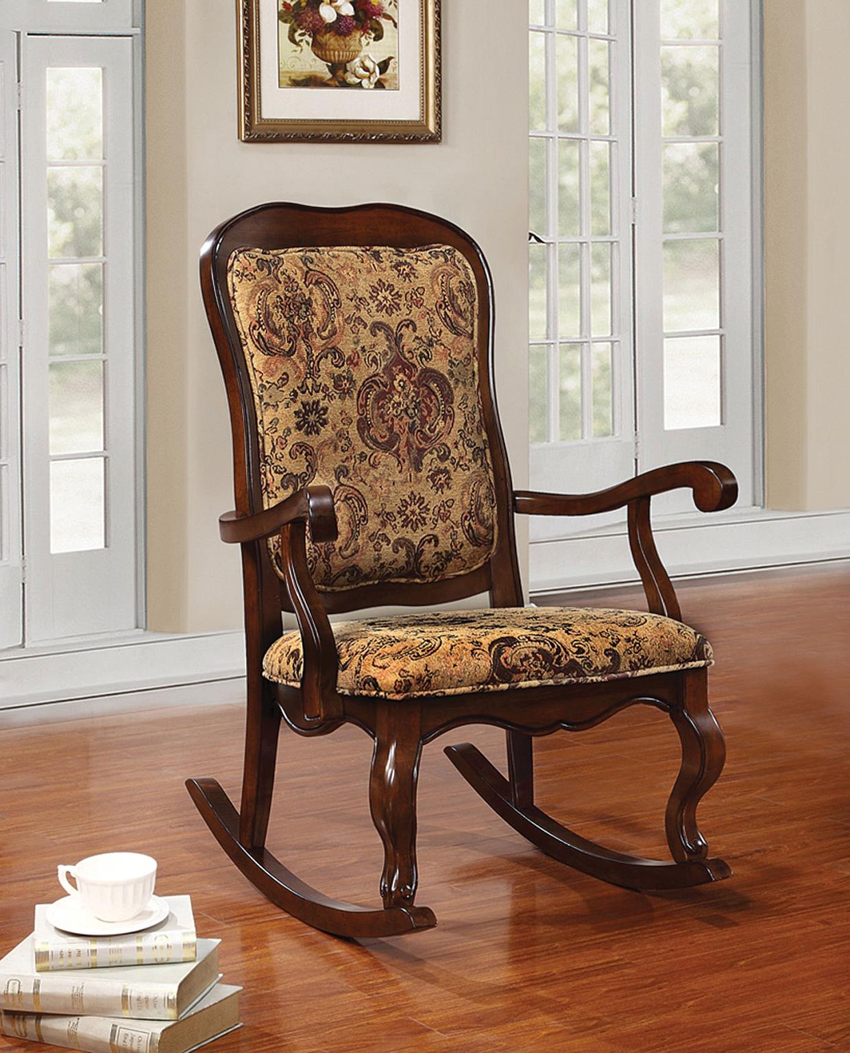 Sharan Traditional Cherry Floral Fabric Rocking Chair